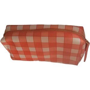 Mid Size Cosmetic pouch with orange - white checkered print